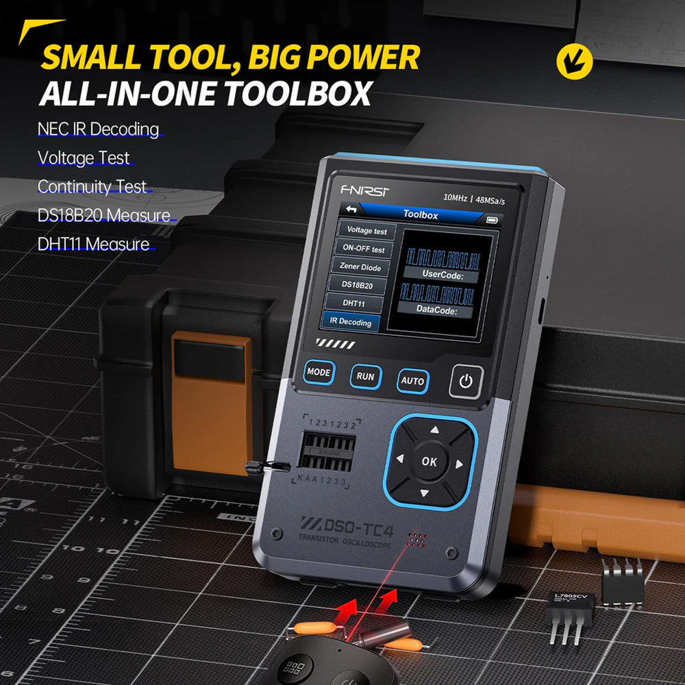 FNIRSI® DSO-TC4 3-IN-1 10MHz 48MSa/s Digital Oscilloscope Transistor Tester Signal Generator