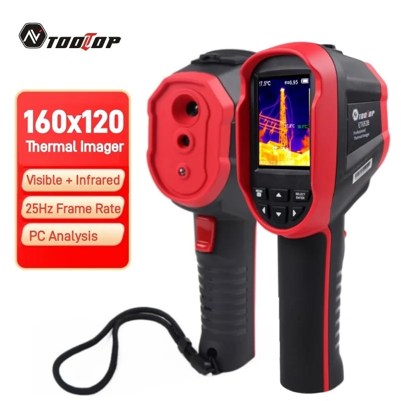 TOOLTOP ET692B Handheld-Wärmebildkamera mit Infrarot und sichtbarem Licht, 160 x 120, Wärmebildkamera, 25 Hz, Reparatur von Fußbodenheizungsstromkreisen