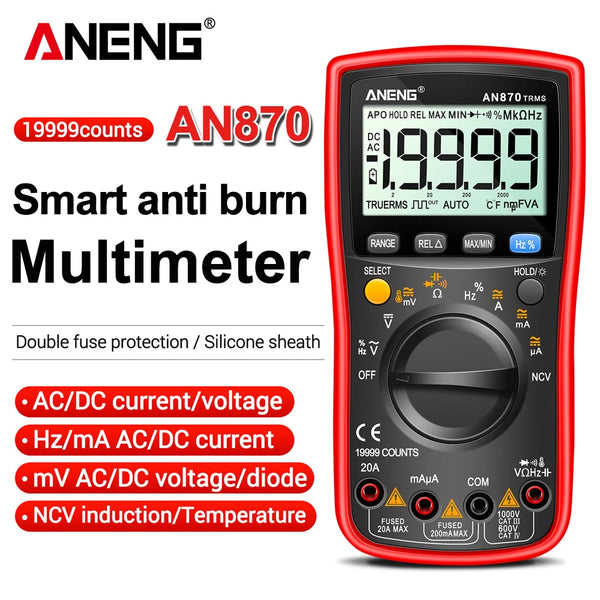 ANENG AN870 Digital Multimeter Profesional 19999 Counts AC/Voltage Current NCV Capacitance Resistance Ohm Auto Range Test Tool