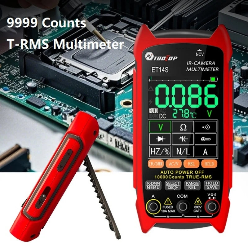 TOOLTOP ET14S 2,8 Zoll Wärmebildkamera AC/DC Stromspannungsmultimeter ISR 240x240 IR-Kamera Pipeline-Heizung Elektronische Inspektion