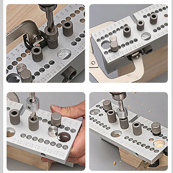 WNew 3 In 1 Dowel Jig Woodworking Hole Puncher Drill Guide Positioning 7/8/10MM M14 M18 Hole Opener Drilling Guide Tool
