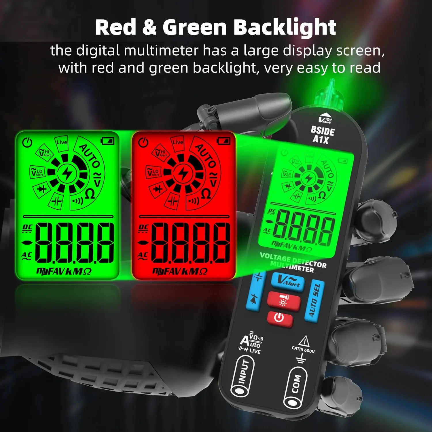 BSIDE A1X Smart Digital Multimeter Electronic Tester AC DC Contactless NCV Automatic Diode Capacitor Ohm Hz Breakpoint Meter