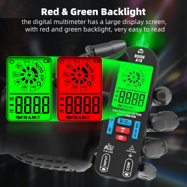 BSIDE A1X Smart Digital Multimeter Electronic Tester AC DC Contactless NCV Automatic Diode Capacitor Ohm Hz Breakpoint Meter