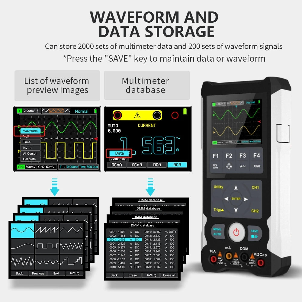 TOOLTOP ET829 2-Kanal-80-MHz-Digitalspeicheroszilloskop, Multimeter, Signalgenerator, 3-in-1, elektronische Auto-Stromversorgung, Reparatur