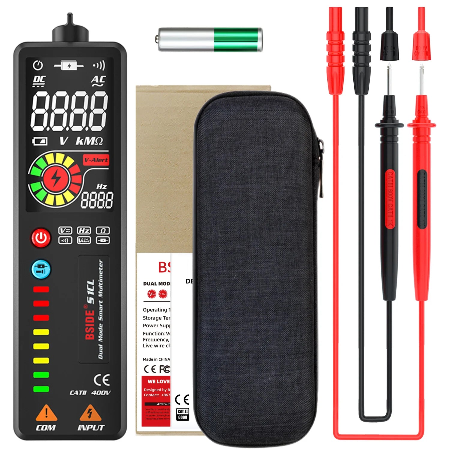 BSIDE S1 S1CL New Voltage Detector Tester Digital Multimeter Smart LCD Portable DC AC Voltage Ohm Continuity Hz NCV Test Meter