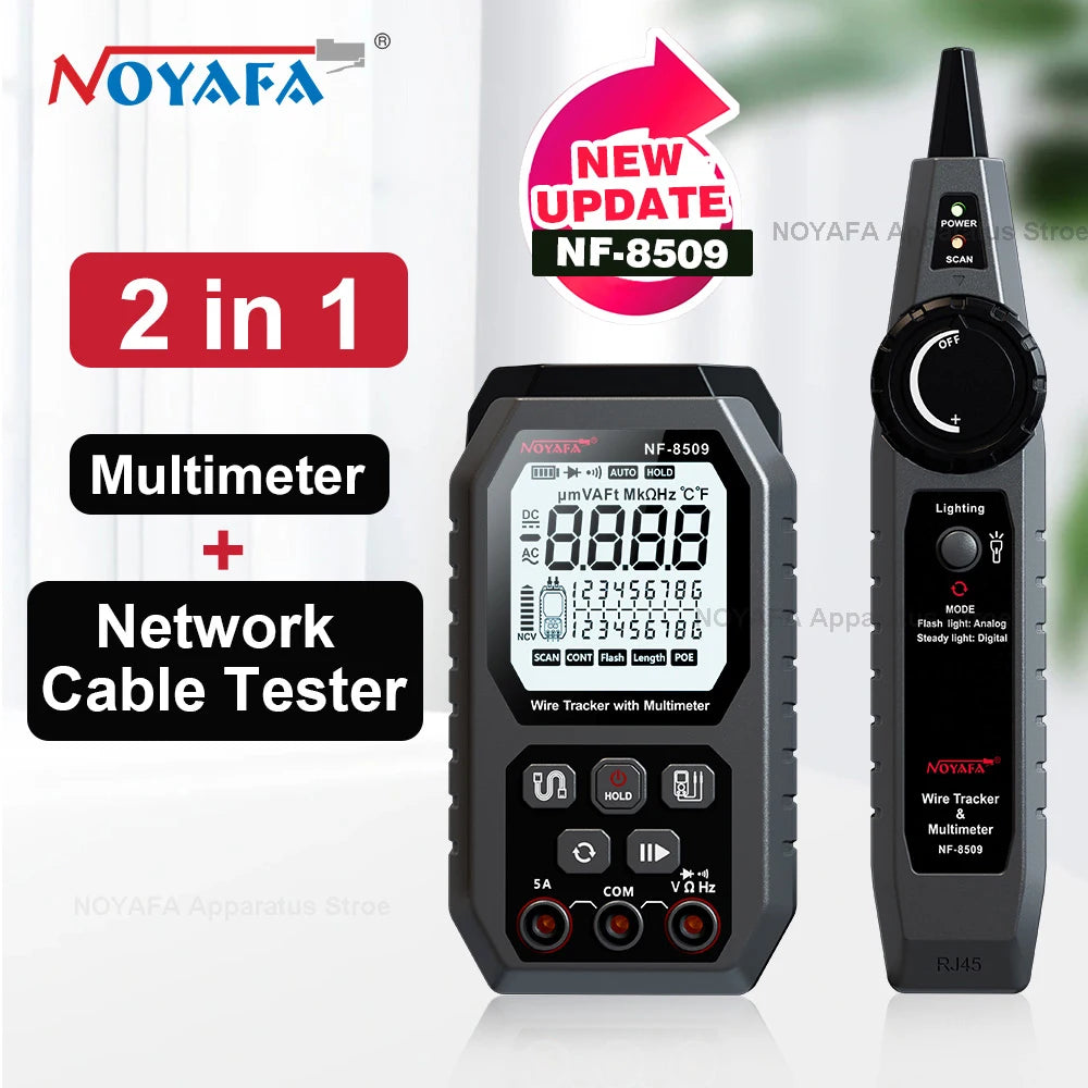 NOYAFA NF 8509 New Upgrade Network Cable Tester For Multimeter Current Voltage Resistance POE Test NCV AC DC LCD Wire Tracke