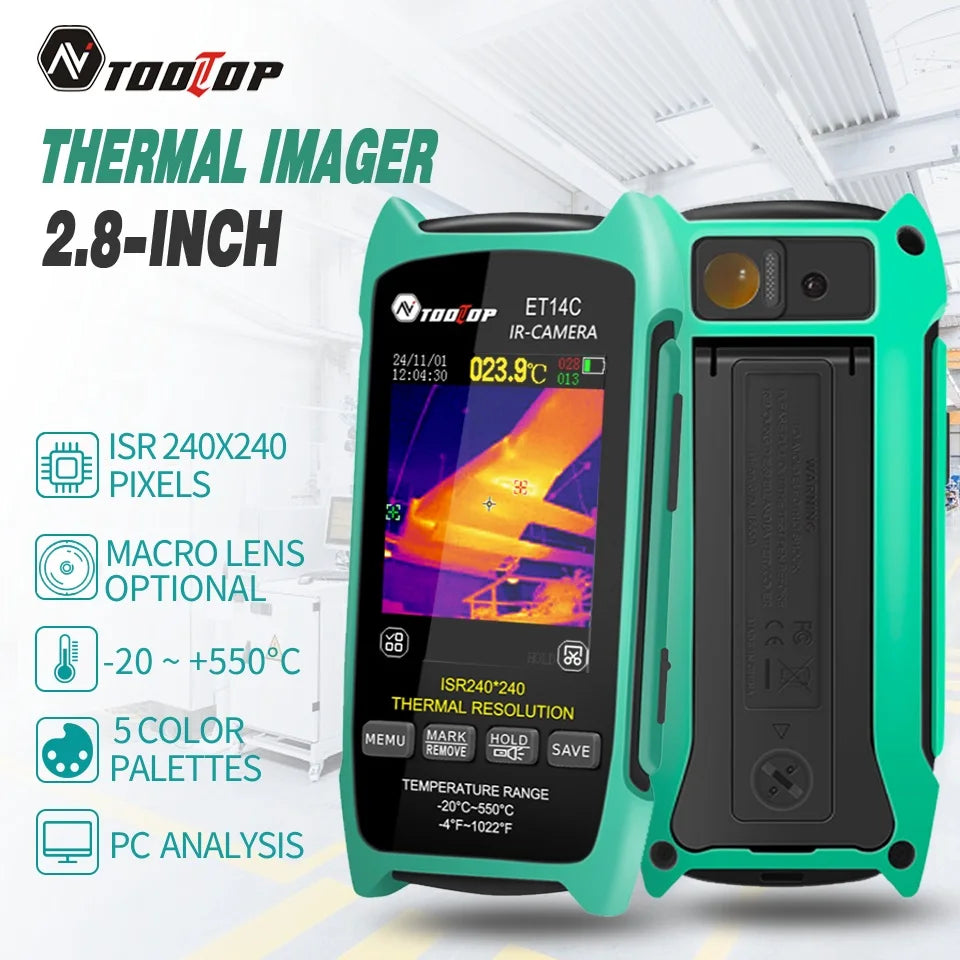 TOOLTOP ET14C -20~550℃ Wärmebildkamera ISR 240x240 Pixel Optionales Makroobjektiv Gebäude-Wärmebildkamera Rohr-HVAC-Inspektion