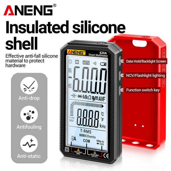 ANENG 620A Digital Multimeter 6000 Counts Professional AC/DC Current Voltage Resistance Diode NCV Multimetro Meter Tester Tools