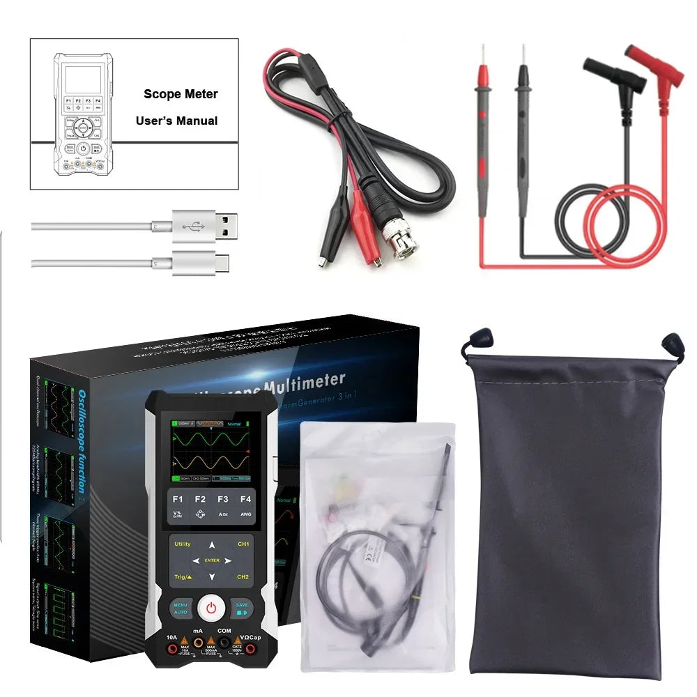 TOOLTOP ET829 2-Kanal-80-MHz-Digitalspeicheroszilloskop, Multimeter, Signalgenerator, 3-in-1, elektronische Auto-Stromversorgung, Reparatur