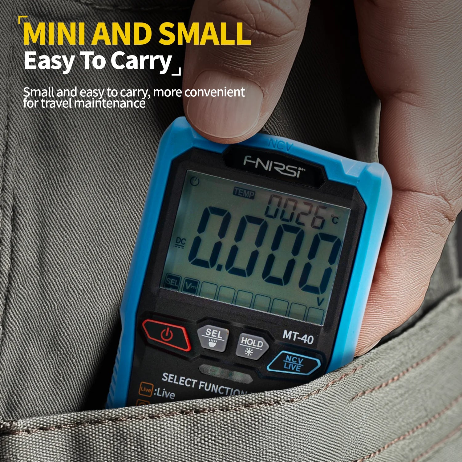 FNIRSI MT-40 Smart Digital Voltage and Current Meter 4000 Counts True RMS AC DC 600V Capacitance NCV Live Wire Test Auto Range