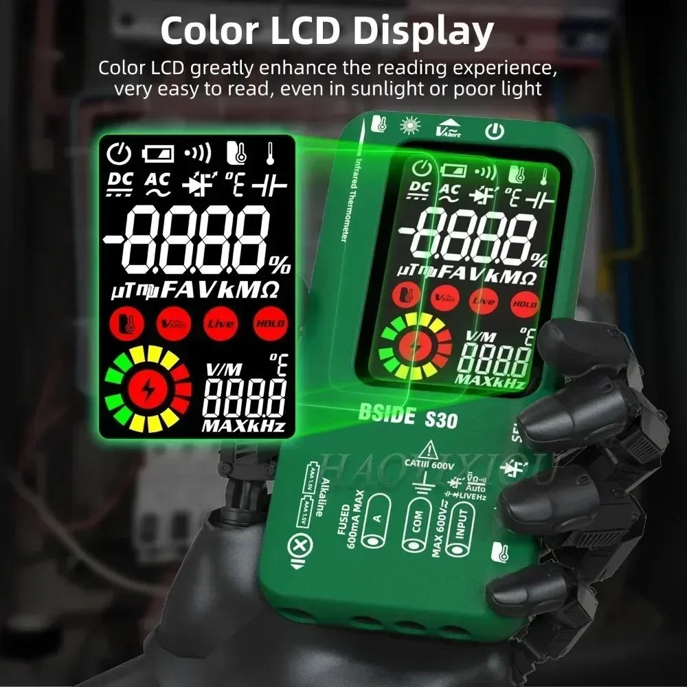 BSIDE S30 Smart Digital Multimeter 15V Diode Infrared Thermometer AC DC Voltage Current Recharge Professional Electronic Tester