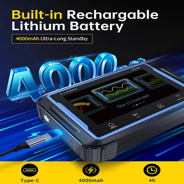 FNIRSI 2C53P digitális oszcilloszkóp 3 az 1-ben érintőképernyős multiméter jelforrás 2 csatorna 50MHz 250Ms/S 19999 Számok