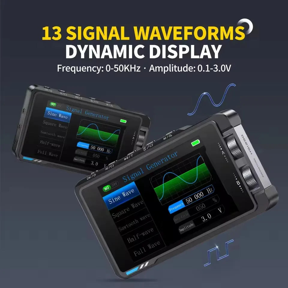 FNIRSI DS215H Handheld Small Hd Screen Digital Oscilloscope+Signal Generator 2IN1 Dual Channel 50MHZ Automatic Osciloscópio Tool