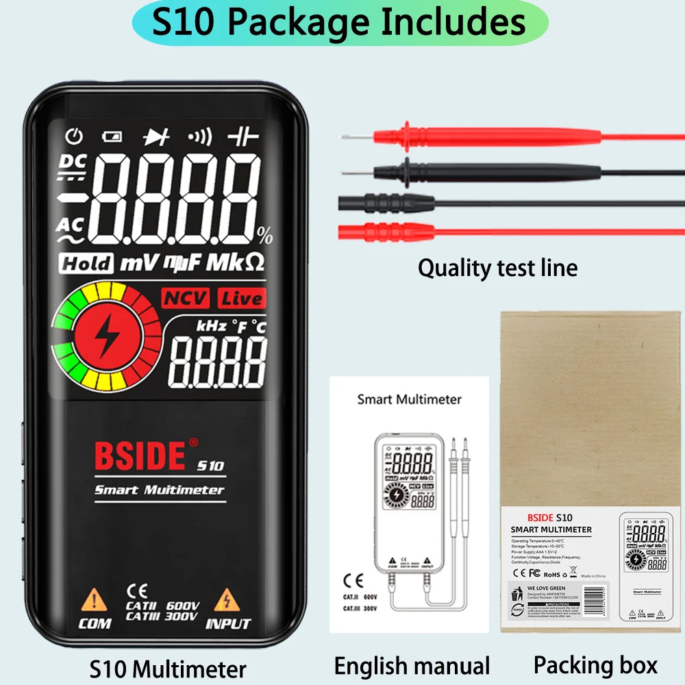 BSIDE S1 S1CL New Voltage Detector Tester Digital Multimeter Smart LCD Portable DC AC Voltage Ohm Continuity Hz NCV Test Meter