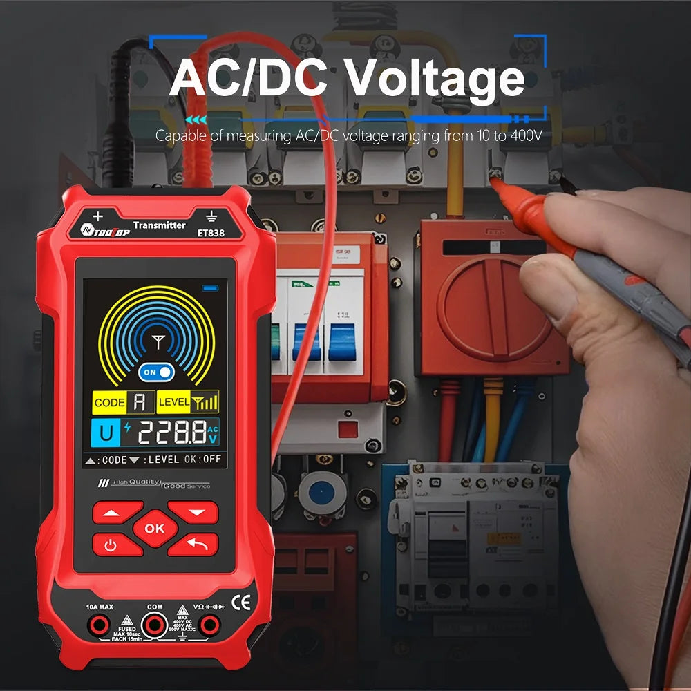 TOOLTOP 400-V-Kabelsuchgerät, unterirdisches Wandkabel, Wasserrohr-Tracker, Stromkreisunterbrechung, Kurzschlusstest, Multimeter, Netzwerktester, 3-in-1