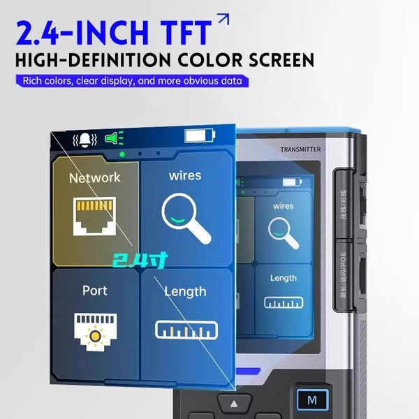 FNIRSI LPM-10A Network Cable Tester Anti-Interference Line Finder POE Test NCV Detection Length Measurement RJ45 Port Flashing
