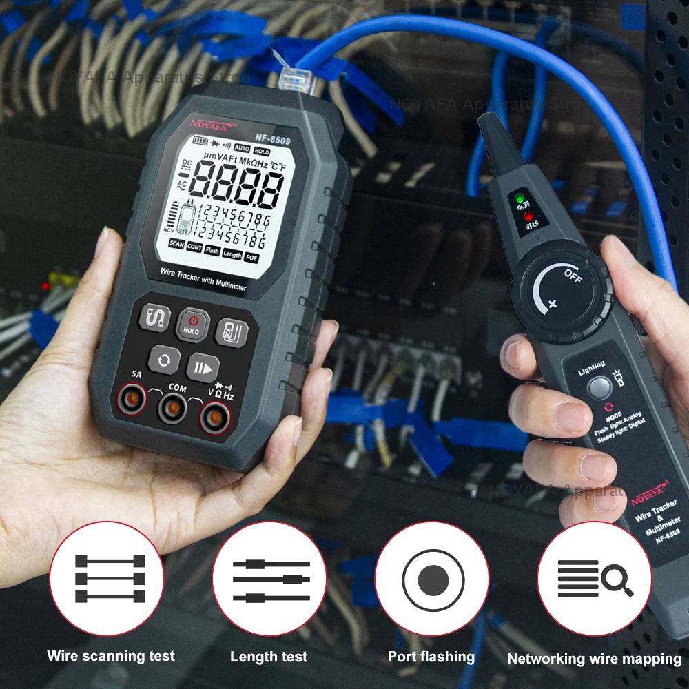 NOYAFA NF 8509 New Upgrade Network Cable Tester For Multimeter Current Voltage Resistance POE Test NCV AC DC LCD Wire Tracke