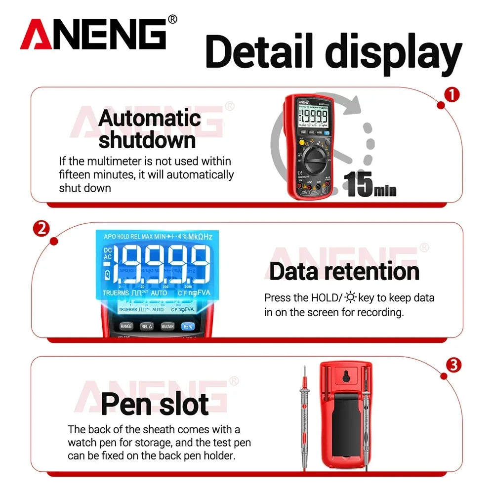 ANENG AN870 Digital Multimeter Profesional 19999 Counts AC/Voltage Current NCV Capacitance Resistance Ohm Auto Range Test Tool