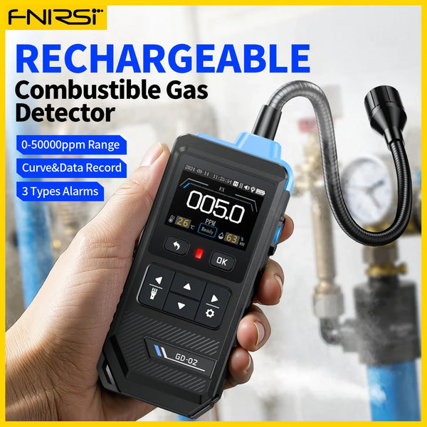 FNIRSI GD-02 Portable Gas Leak Detector 50000PPM Sound & Light Alarm Combustible Natural Methane LPG Leak Detectio Gas Detector