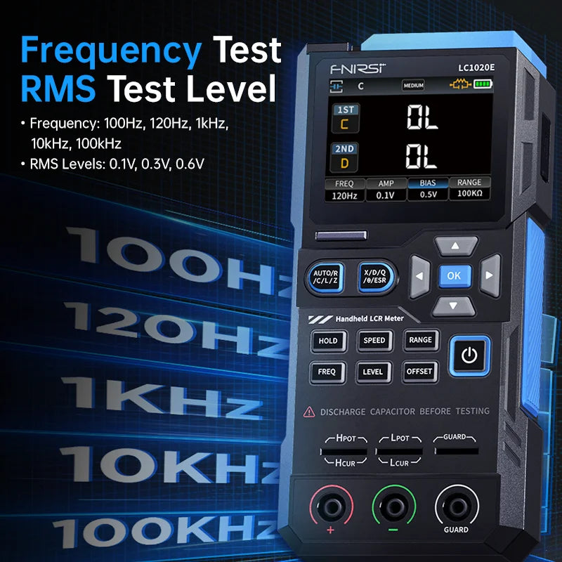 FNIRSI LC1020E Handheld Digital Bridge LCR Meter Auto-Ranging Inductance, Capacitance, Resistance Measurement Tool