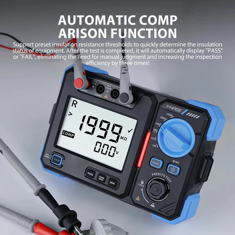 FNIRSI MRT1050 High-Precision Digital Insulation Resistance Tester 100/500/2500V AC DC Automatic Megohmmeter
