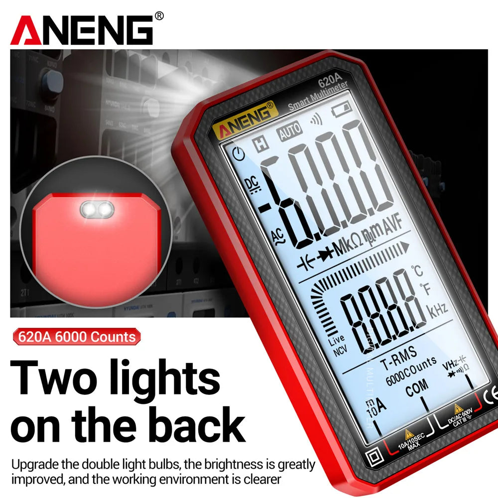 ANENG 620A Digital Multimeter 6000 Counts Professional AC/DC Current Voltage Resistance Diode NCV Multimetro Meter Tester Tools