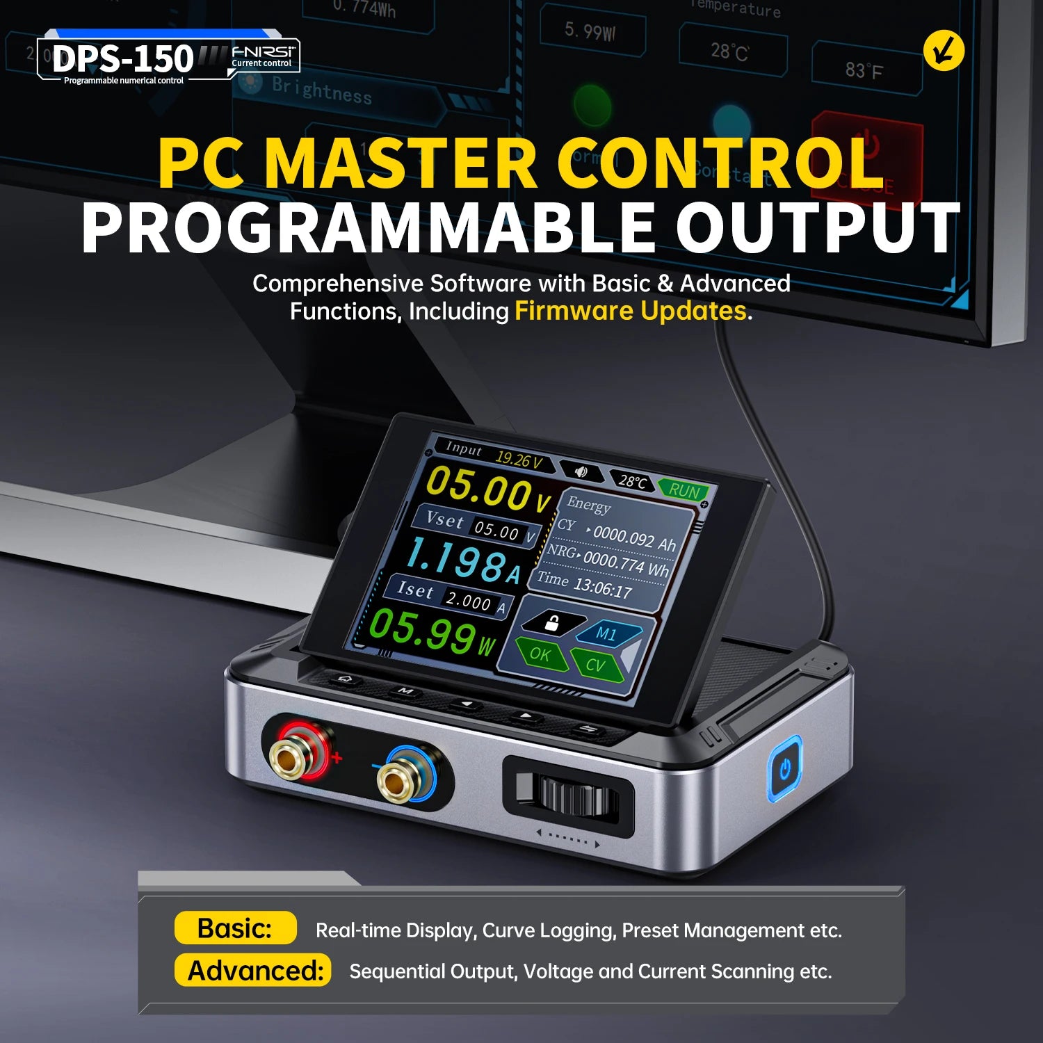 FNIRSI DPS-150 Laboratory DC Power Supply, CNC Adjustable 30V 5A Digital Display Micro Stabilized Switch Power Supply, Portable