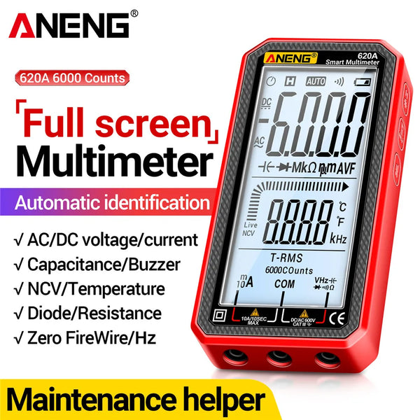 ANENG 620A Digital Multimeter 6000 Counts Professional AC/DC Current Voltage Resistance Diode NCV Multimetro Meter Tester Tools