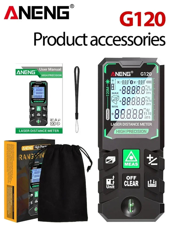 ANENG G50/G70/G100/G120 Green Laser Distance Meter Autonomous Benchmark Rangefinder 0.5~1 Second Flash Test Diastimeter Tools