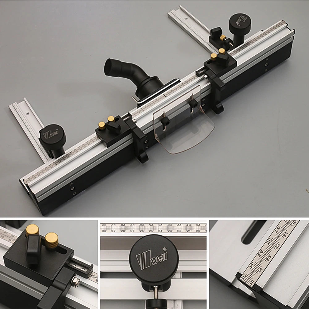 WNew 700mm Router Table Aluminum Fence System Inverted Trimming Machine Accessories with 30cm T Track Sliding Brackets Bit Guard
