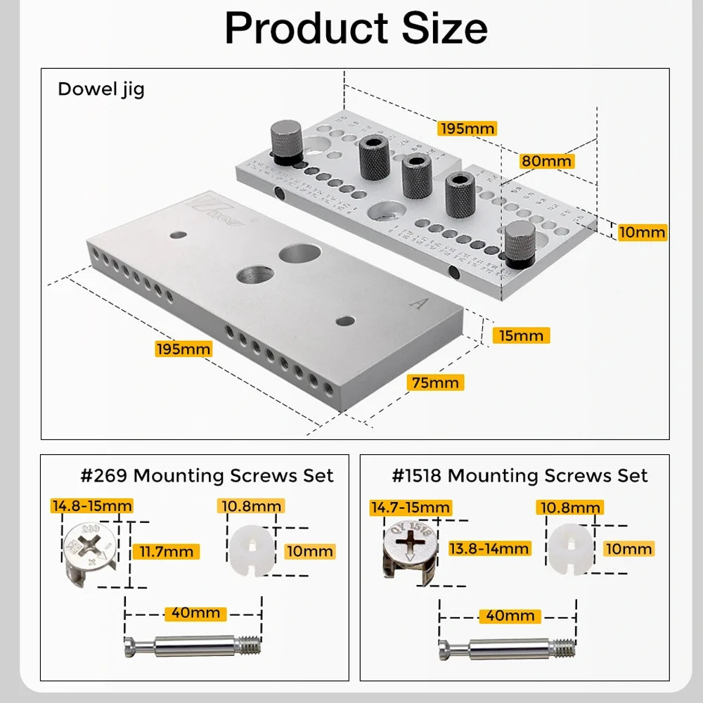 WNew 3 In 1 Dowel Jig Woodworking Hole Puncher Drill Guide Positioning 7/8/10MM M14 M18 Hole Opener Drilling Guide Tool