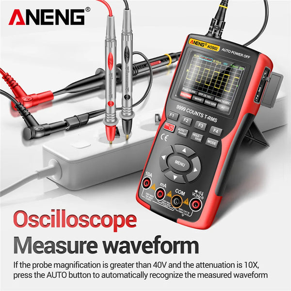 ANENG AOS02 Digital Oscilloscope 48MS/s Sampling Rate 10MHZ Analog Transistor Test Multimeter Bandwidth Support Waveform Storage