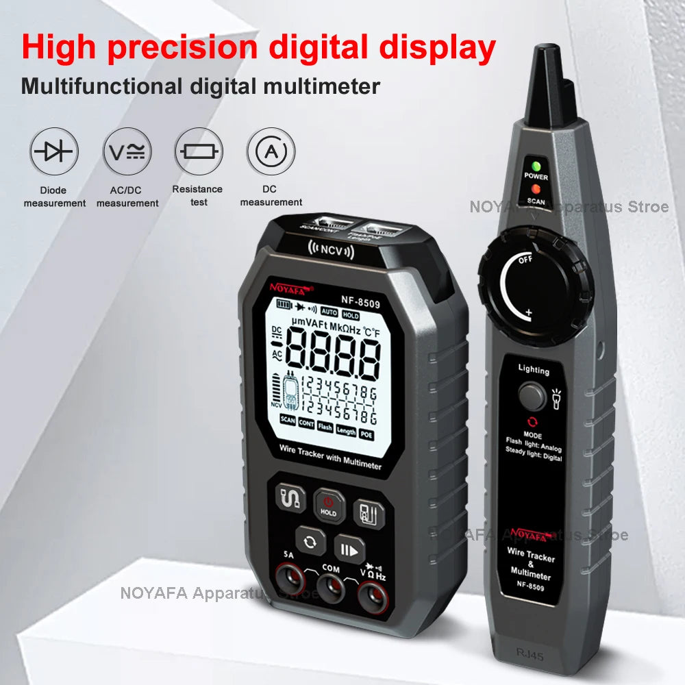 NOYAFA NF 8509 New Upgrade Network Cable Tester For Multimeter Current Voltage Resistance POE Test NCV AC DC LCD Wire Tracke