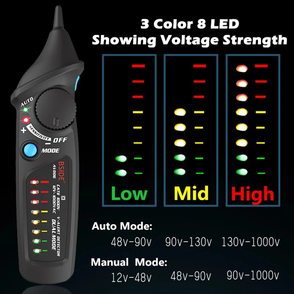 BSIDE AVD06 Non-Contact Voltage detector indicator Profession Smart Test Pencil Live/phase Wire Breakpoint NCV Continuity Meter