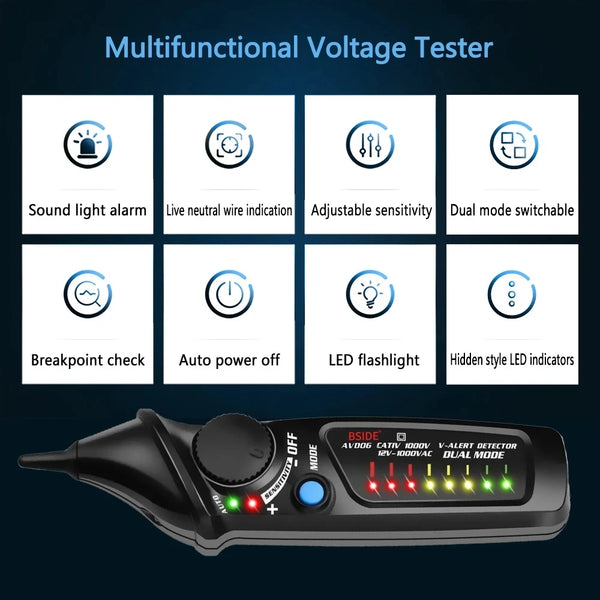 BSIDE AVD06 Non-Contact Voltage detector indicator Profession Smart Test Pencil Live/phase Wire Breakpoint NCV Continuity Meter