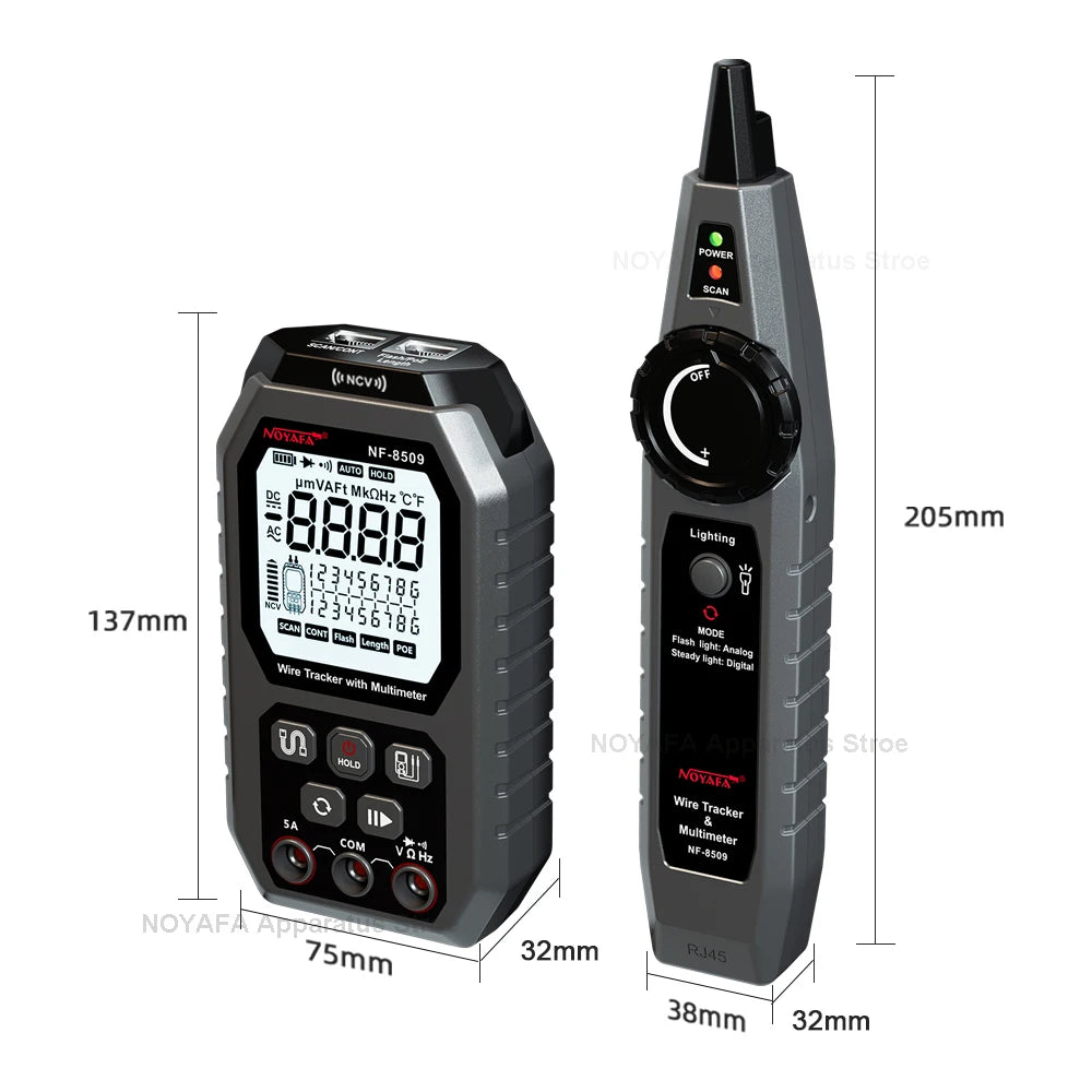 NOYAFA NF 8509 New Upgrade Network Cable Tester For Multimeter Current Voltage Resistance POE Test NCV AC DC LCD Wire Tracke