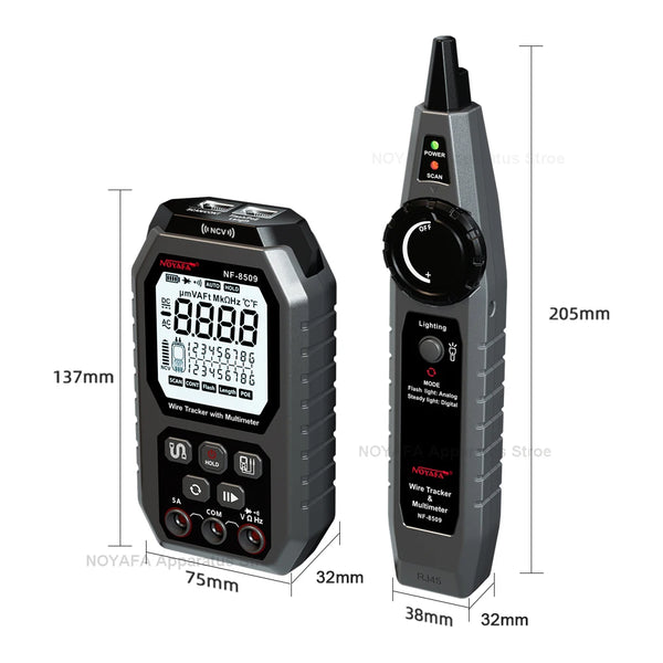 NOYAFA NF 8509 New Upgrade Network Cable Tester For Multimeter Current Voltage Resistance POE Test NCV AC DC LCD Wire Tracke