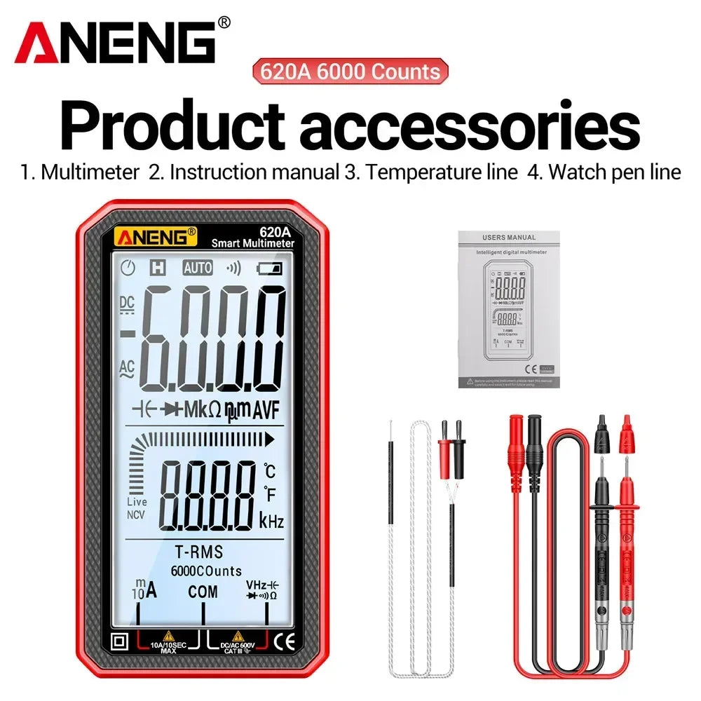 ANENG 620A Digital Multimeter 6000 Counts Professional AC/DC Current Voltage Resistance Diode NCV Multimetro Meter Tester Tools