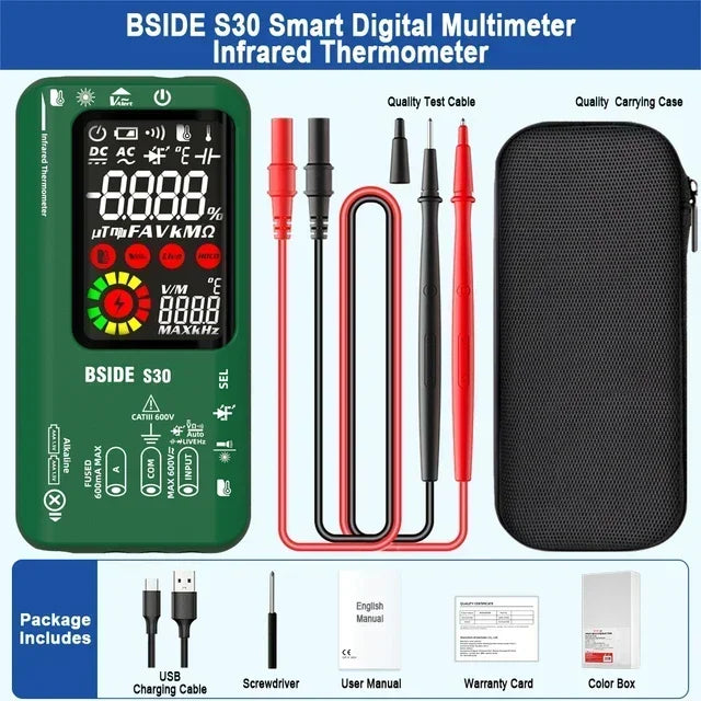 BSIDE S30 Smart Digital Multimeter 15V Diode Infrared Thermometer AC DC Voltage Current Recharge Professional Electronic Tester