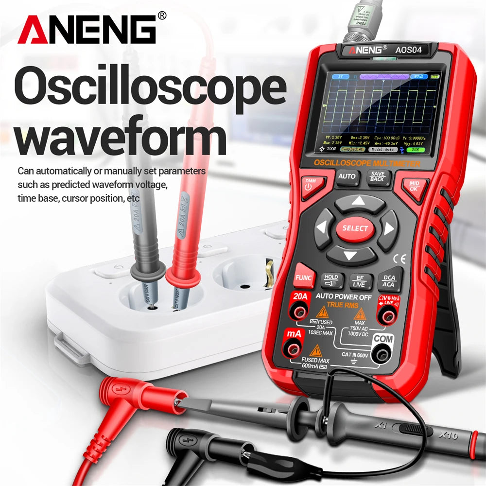 ANENG AOS04 Handheld Oscilloscope Multimeter Digital 50MS/s Sampling Rate Bandwidth Waveform AC Voltage Capacitance Ohm Test Too