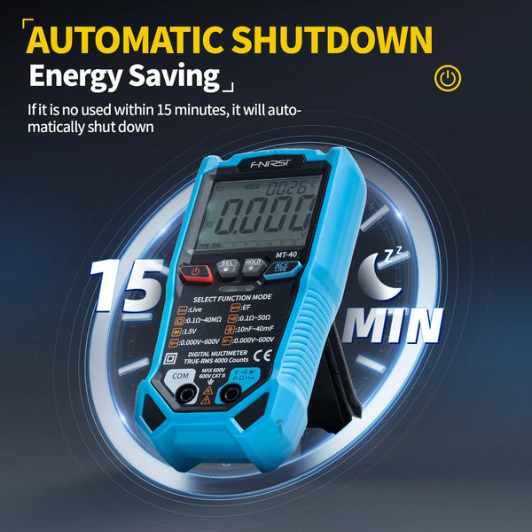 FNIRSI MT-40 Smart Digital Voltage and Current Meter 4000 Counts True RMS AC DC 600V Capacitance NCV Live Wire Test Auto Range