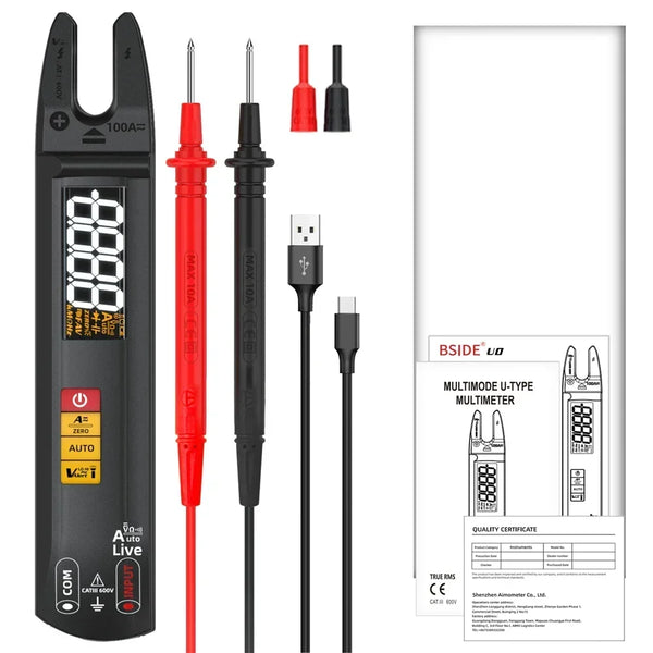 BSIDE U0 Digital Clamp Meter Fork DC AC 100A Smart Ammeter Pliers T-RMS Current Auto Multimeter Voltage Ohm Electrical Tester