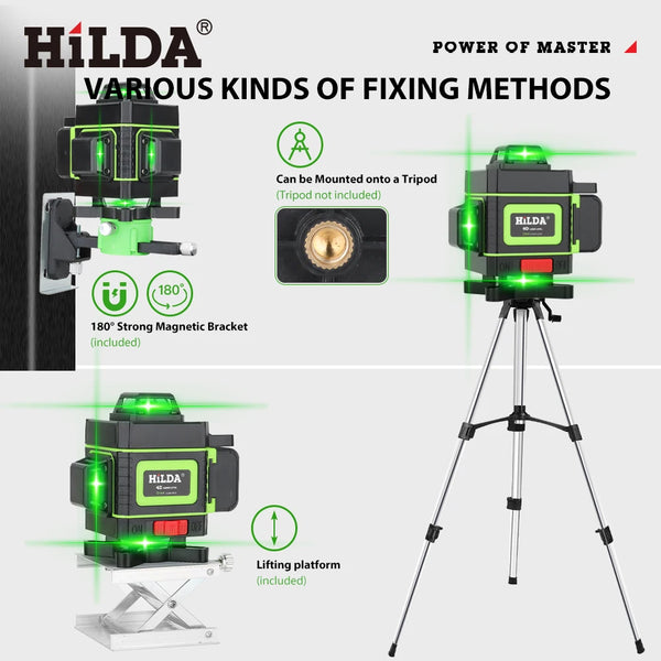 16 Lines 4D 360 Horizontal And Vertical Laser Level green line SelfLeveling Super Powerful Laser level green Beam laser level