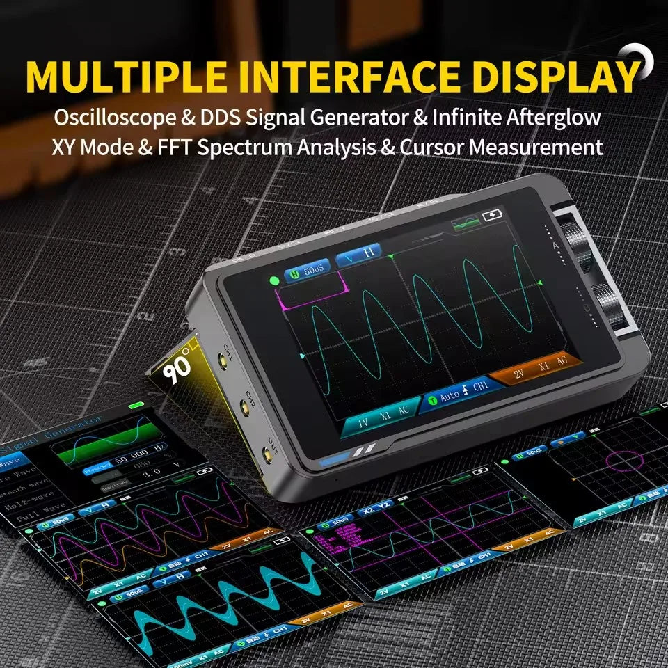 FNIRSI DS215H Handheld Small Hd Screen Digital Oscilloscope+Signal Generator 2IN1 Dual Channel 50MHZ Automatic Osciloscópio Tool