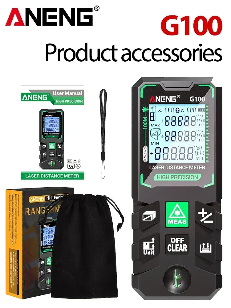 ANENG G50/G70/G100/G120 Green Laser Distance Meter Autonomous Benchmark Rangefinder 0.5~1 Second Flash Test Diastimeter Tools