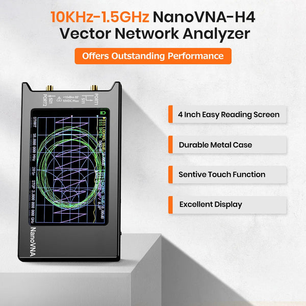 Updated NanoVNA-H4 4inch Vector Network Analyzer 10k-1.5GHz HF VHF UHF Antenna Analyzer Version 4.3 with SD Card Slot