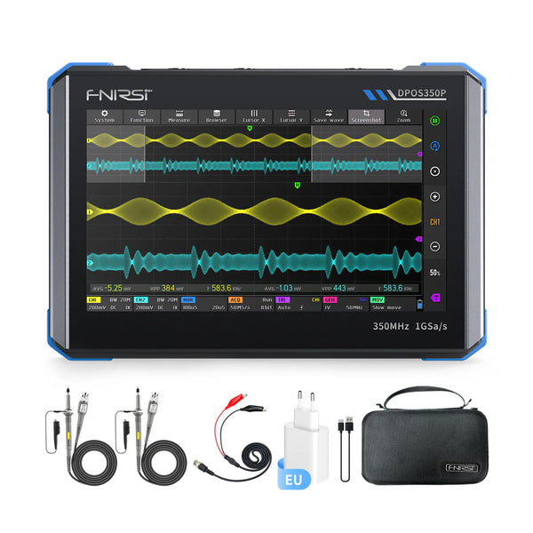 Oscilloscope à tablette FNIRSI DPOS350P 4 en 1, 2 canaux, 350 MHz, générateur de signaux 50 MHz, analyseur de spectre, analyseur de réponse en fréquence 