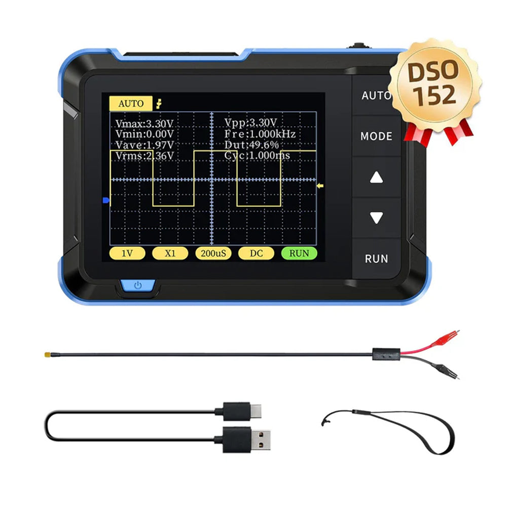 Mini oscilloscope numérique portable FNIRSI DSO152, écran 2,8 pouces, réglage automatique, sortie d'ondes carrées PWM, mise à niveau du micrologiciel 800 VPP