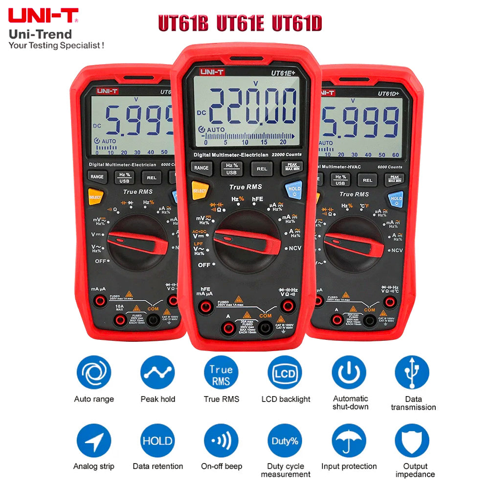 UNI-T UT61B UT61D UT61E Plus Smart Multimeter Analog & Digital Polymer Electrician Tester Voltmeter Ammeter Electric Multi Meter