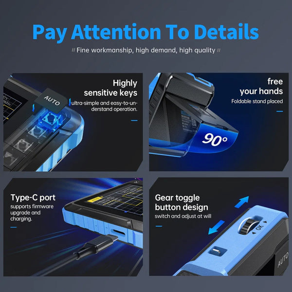 FNIRSI DSO 152 Osciloscópio digital portátil Ferramenta portátil 2,5MSa/s 200KHz Largura de banda analógica 800 VPP PWM Saída digital